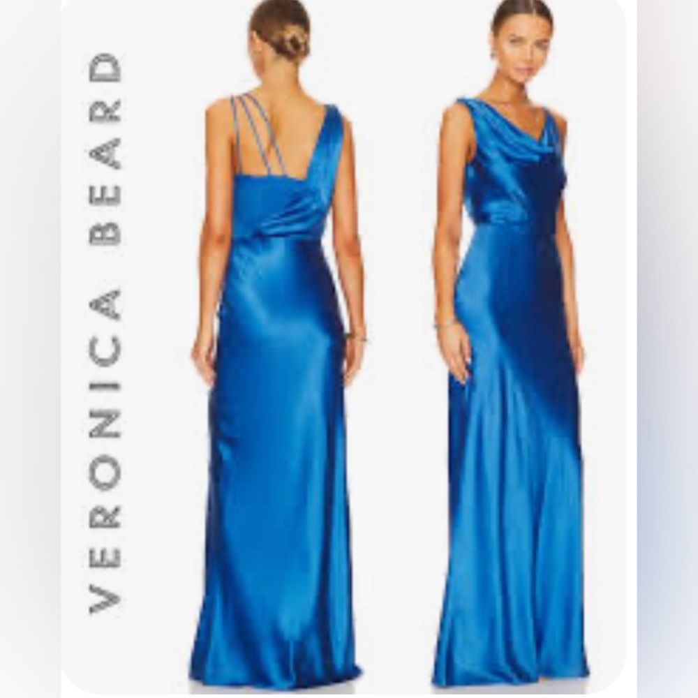 Veronica Beard Sanderson Gown in Azure | Sleek One-Shoulder Evening Dress - Picture 8 of 11